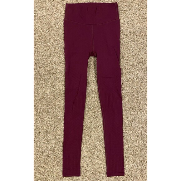 Lululemon Pants - LULULEMON Womens 4 Reveal 7/8 Tight Mesh Stripes High Rise Seamless Dark Adobe